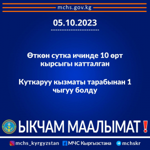 Ежедневная оперативная информация о противопожарной обстановке и спасательных мероприятий в Кыргызской Республике