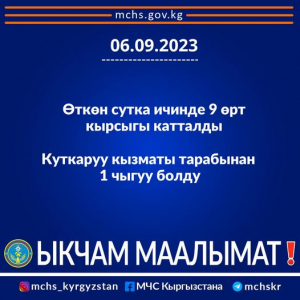 Оперативная информация об обстановке противопожарной службы и службы спасения Кыргызской Республики